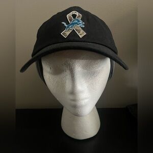 NFL Detroit Lions Black Cap with Army Cancer Awareness Ribbon Logo